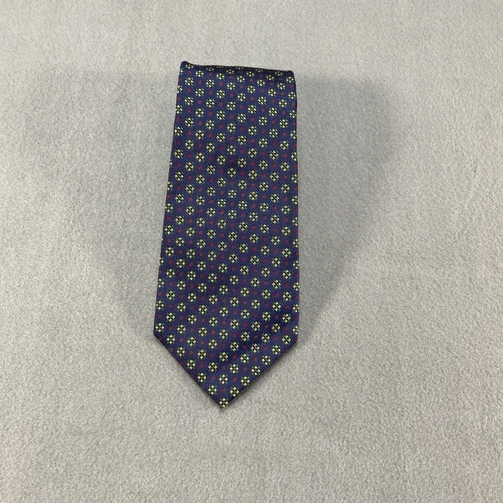 Polo Ralph Lauren Navy Geometric Pattern Silk Tie Classic Mens Necktie